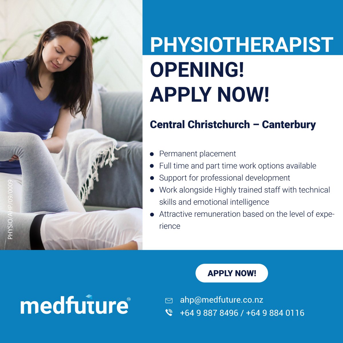#Physiotherapy vacancies are available in #Canterbury. Discover the latest medical and healthcare professional job vacancies found in Australia and New Zealand when you subscribe with Medfuture.

Search Link - medfuture.com.au/job/permanent

#PhysioVacancy #PhysioJobs #CanterburyJobs