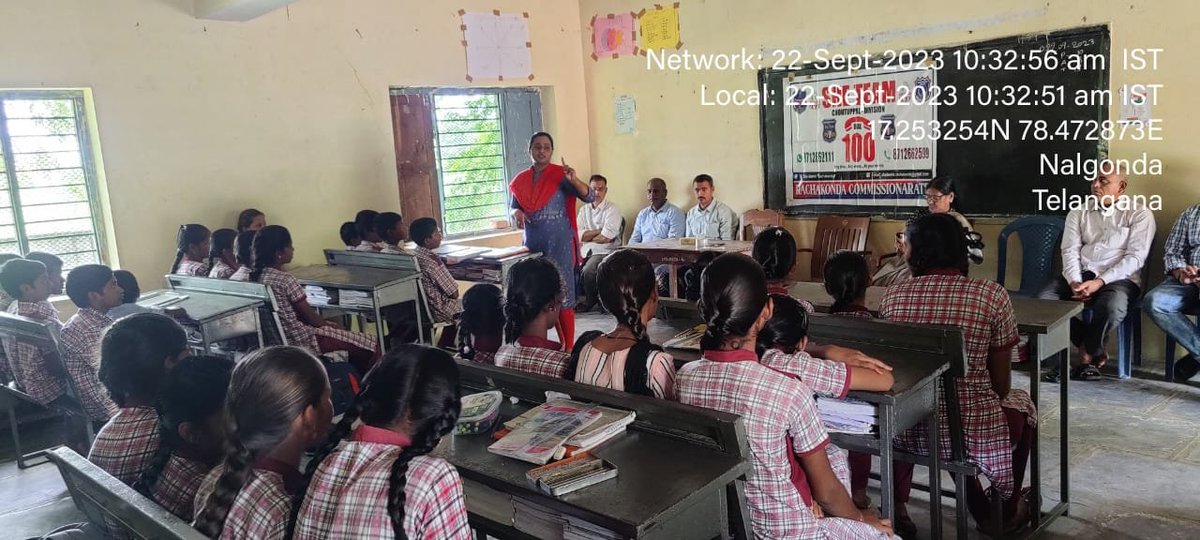 MalkajgiriCop's tweet photo. Today @sheteams_rck of #Choutuppal division organized an awareness program at #ZPHS Gujja, Narayanpur about #SheTeams, #CyberCrimes, #LoanApps, #HumanTrafficking, #CommunityPolicing, #GenderSensitisation, #CCTV, #Dail100, #ChildAbusing & #WomenSafety helpline 8712662662. https://t.co/HZrqMviqJe