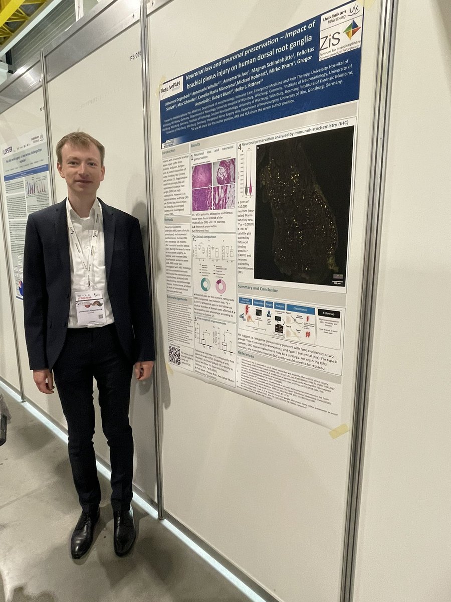 Excellent work by our MD student Johannes Degenbeck see his Poster on human DRGs, from patients after plexus injury. 😎😎@Blum_Ro1 #EFIC2023 @EFIC_org @GSLSUniWue