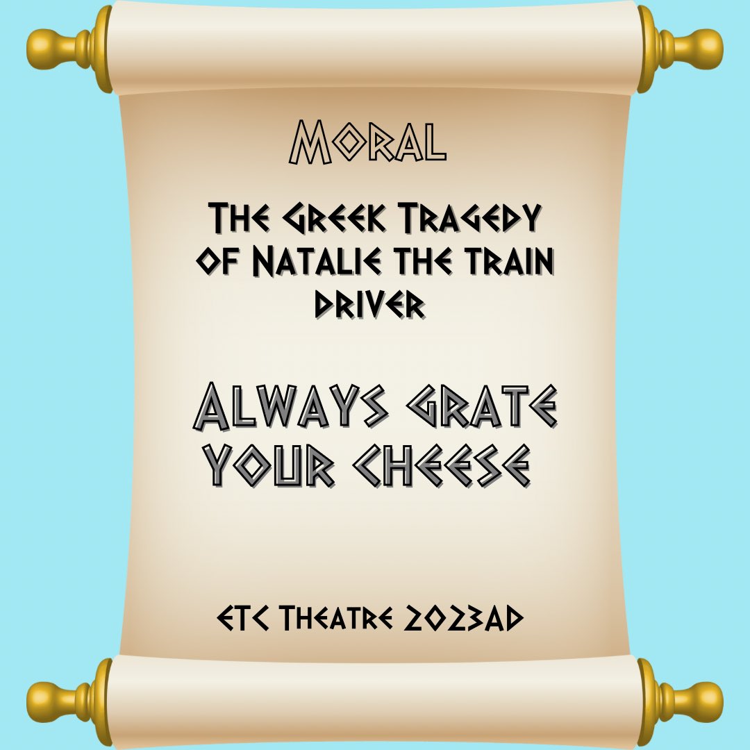 absurdocles's tweet photo. 🏛️Last night’s show

Natalie, a train driver, faced her father's disapproval, considered murder, but ended up sleeping with him.

We saw the first ever influencer - she commuted on trains for fun.

Nxt show @ClaphamFringe

https://t.co/6XwnnepN0b
#ImprovisedComedy #GreekTragedy https://t.co/bpbQRJmcdv