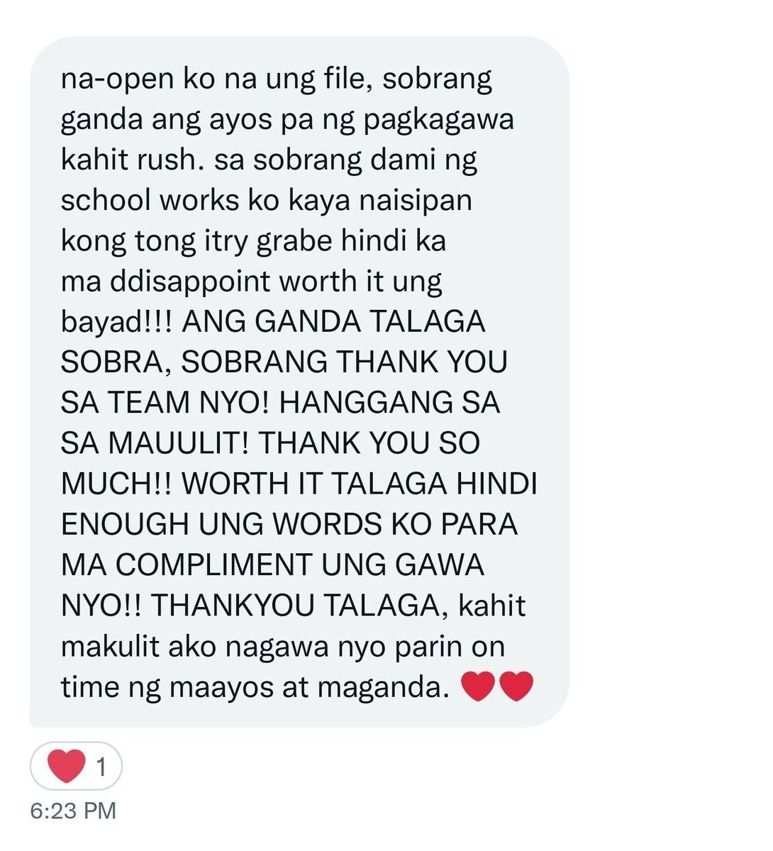 Hi friday new feedback for today! We are open for acad commission, dm for inquiries.