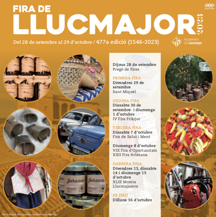 ajllucmajor's tweet photo. Ja són aquí les 🤩 Fires de Llucmajor 2023

🗓️Del 28 de septembre al 29 d'octubre gaudirem d'un sense fi d'activitats en diferents punts de la ciutat.

Dona-li un cop d'ull a tot el que hem preparat: 🔗 https://t.co/2Jm1gWJBT1 https://t.co/3oFyNNqbNB