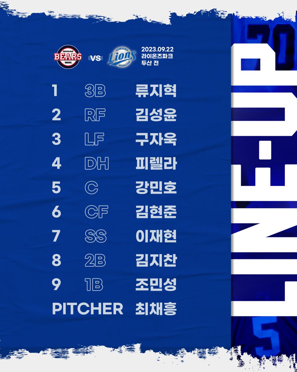 twittlions's tweet photo. #오늘의라인업
🗓 2023년 9월 22일 금요일
🕑 18:30
🏟 @라팍
🦁 SP NO.56 #최채흥
🆚 두산 베어스
📺 중계 #SPOTV2 https://t.co/RTE7gHKzuO