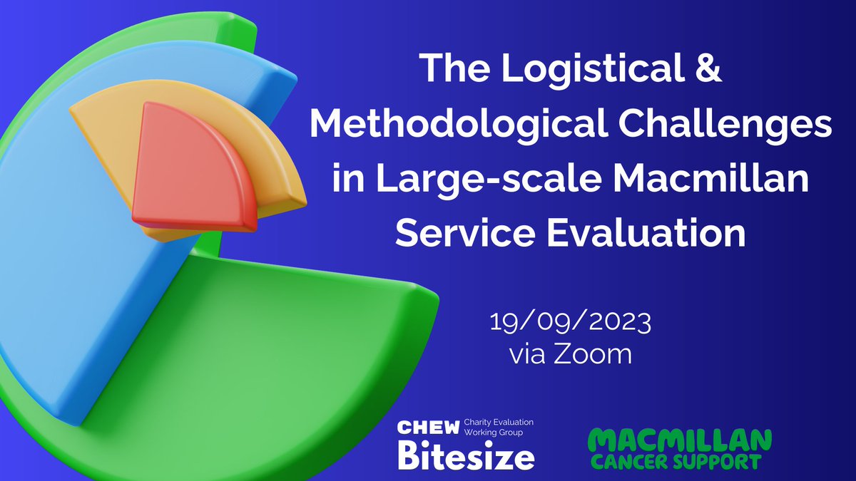 Charity Evaluation Working Group (@chew_uk) on Twitter photo This week's Bitesize event is available to watch for ChEW members.
A special thanks to our guest speaker, Dr Suzie Snowden <a href="/macmillancancer/">Macmillan Cancer Support</a>, for sharing the learning, successes & challenges of large-scale service evaluation.
Not a ChEW member? Join us: bit.ly/3yC9lnZ This week's Bitesize event is available to watch for ChEW members.
A special thanks to our guest speaker, Dr Suzie Snowden <a href="/macmillancancer/">Macmillan Cancer Support</a>, for sharing the learning, successes & challenges of large-scale service evaluation.
Not a ChEW member? Join us: bit.ly/3yC9lnZ
