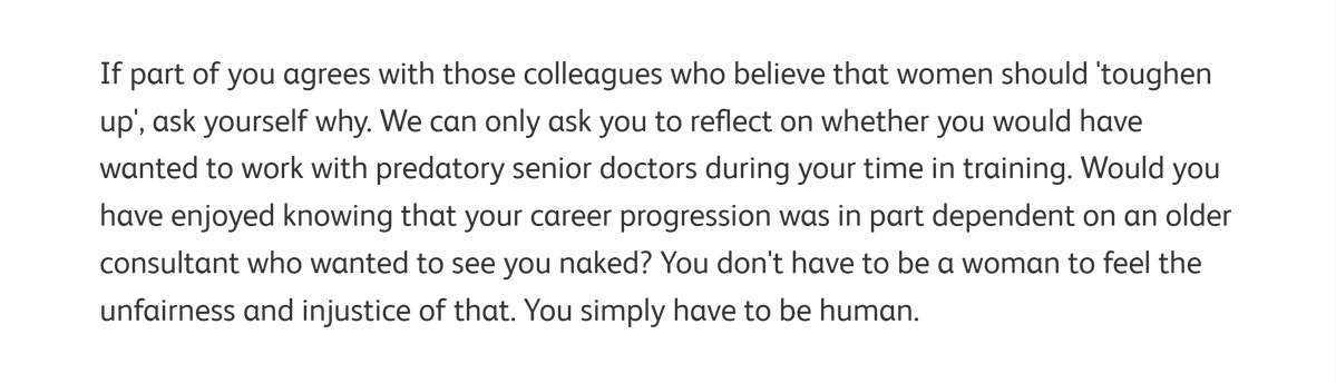 👊👊👊 #ILookLikeASurgeon #OperateWithRespect #DiversityandInclusion

I would really like to see a matching statement from senior men in UK medicine too. The problem of sexual harassment should not have to be solved by the most frequent recipients of the behaviour.