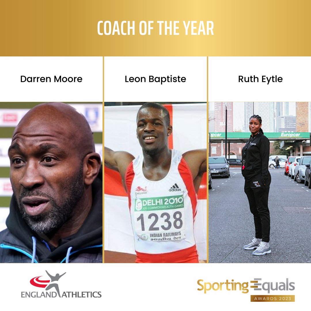 SportingEquals's tweet photo. Here are your #SEAwards23 @englandathletic Coach of the Year finalists! Congratulations to all three and get voting via https://t.co/UgRWEDD1JK now!
#UnitingTheMovement #Equality #EthnicDiversity #Sport #Coach https://t.co/PzJHkrzvNa