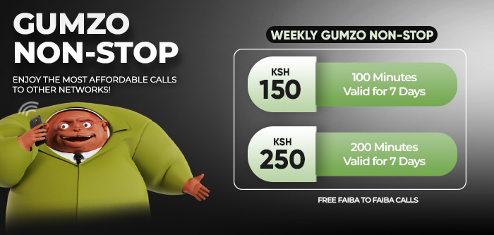 GUMZO NON-STOP NA Faiba Mobile!!

You can now call other networks at the most affordable rate on the Weekly Gumzo Non Stop(Calls Only) Package.

To subscribe, Download Faiba App or use selfcare.jtl.co.ke/voice

#FaibaMobile #GetFaiba