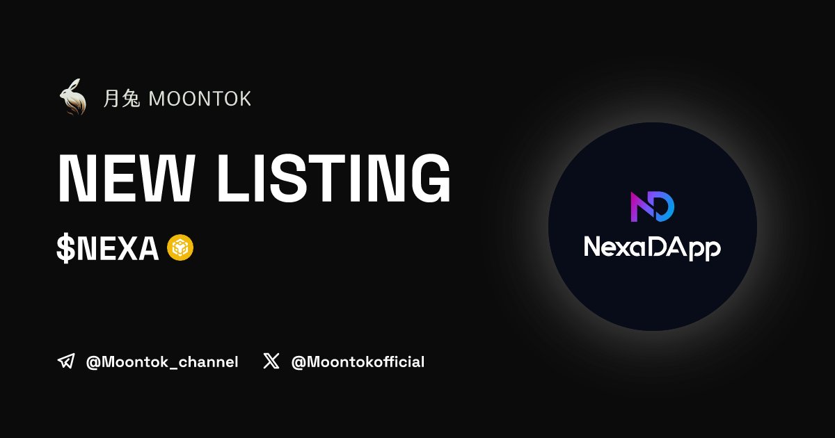 ⚡ 月兔雷霆 - Moontok Xpress

NEXA (NEXA)
moontok.io/coins/nexadapp

TBA

LIQ: $0 | MC: $0

#altcoin #memecoins @NexaDApp @moontokofficial