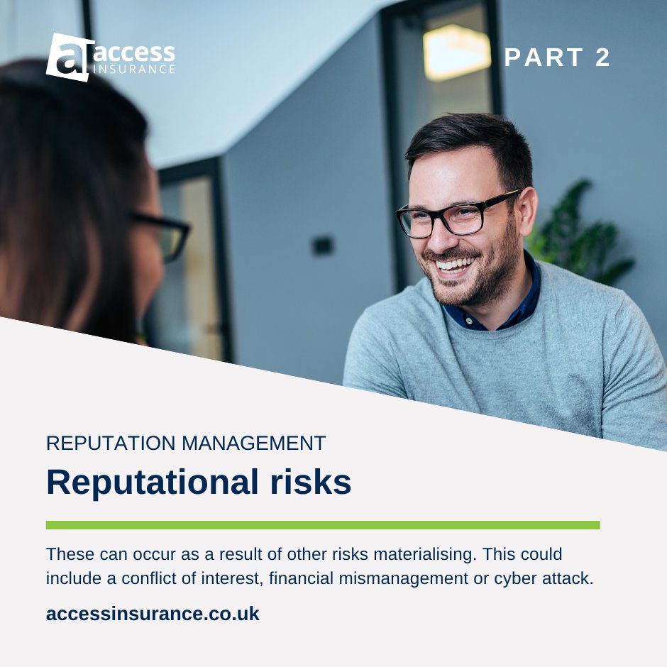 Reputational risk can occur as a result of other risks materialising. This could include a breach of duty, conflict of interest, financial mismanagement or cyber attack. The full guide can be read here: accessinsurance.co.uk/news/managing-… #charity #riskinsights #charityguide #reputation