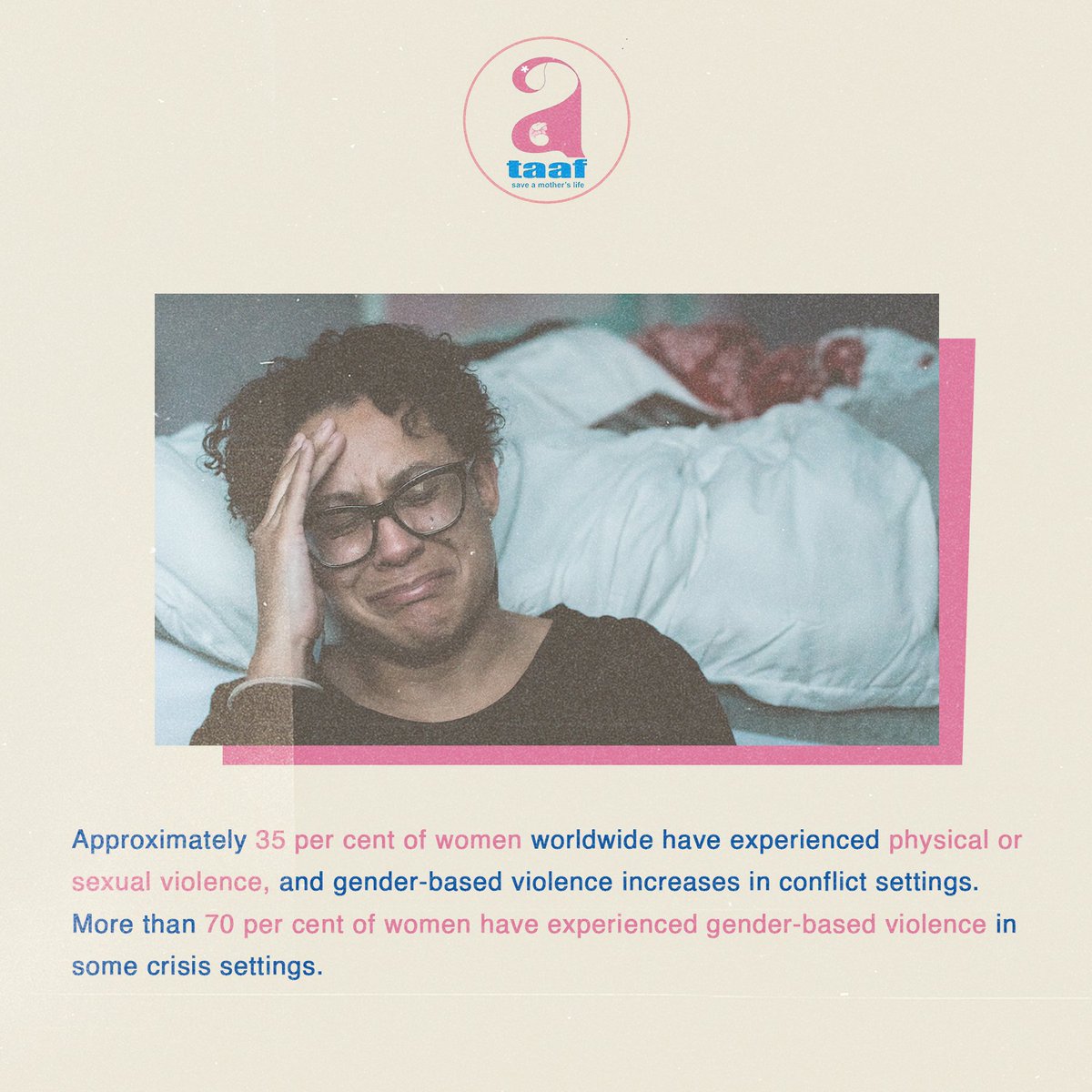 While everyone suffers in crises, women and girls experience unique risks. All forms of gender-based violence against women and girls spike during disasters and conflict; rates of girls dropping out of school or getting married too early may also rise.