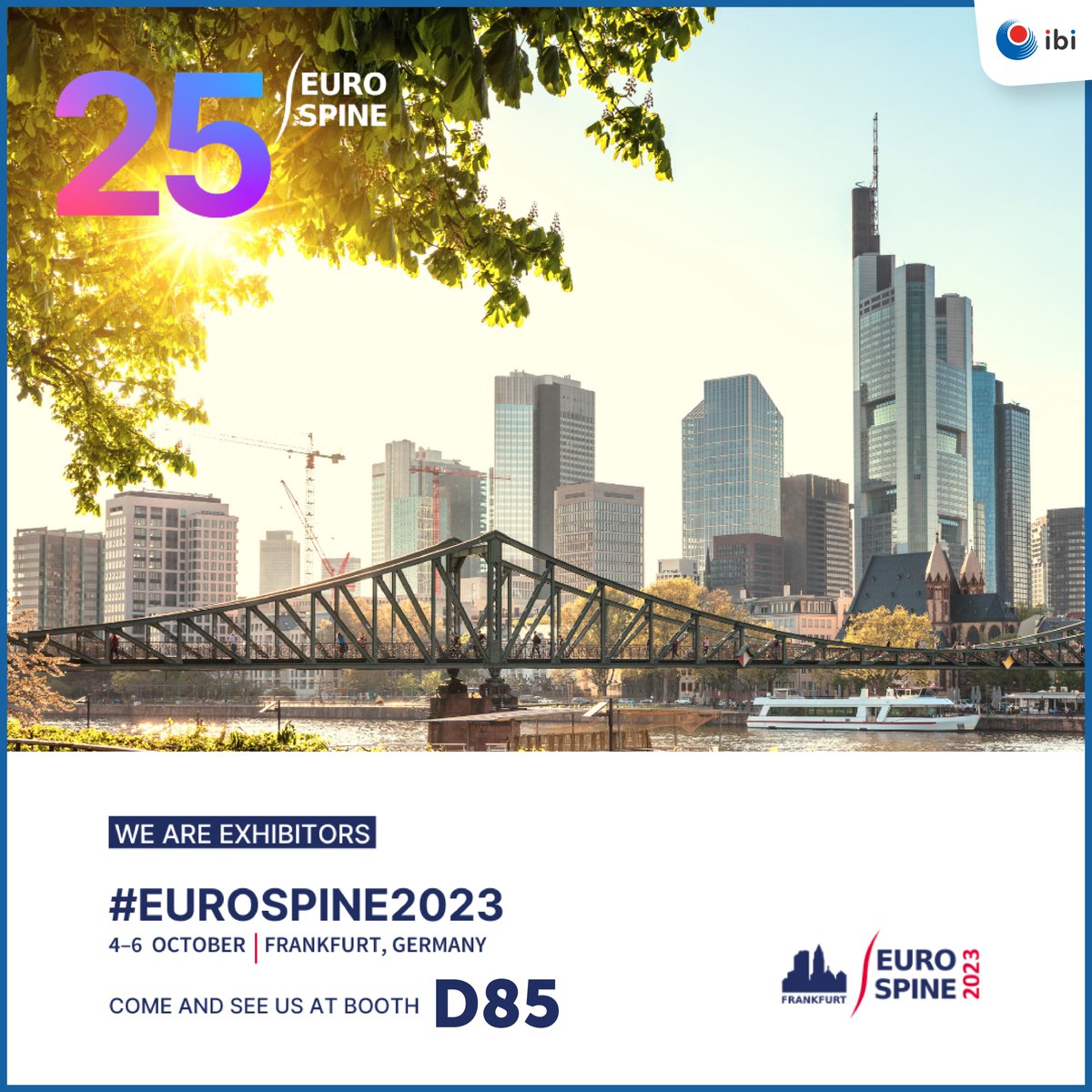 smartboneibi's tweet image. One more opportunity to meet each other!

Come and discover our #bone technology applications in the #spinal field.

From October 4th to 6th, we will be showcasing at @EUROSPINESoc in #Frankfurt.

Join us at booth #D85!

#Eurospine #Eurospine2023 #surgery #boneregeneration