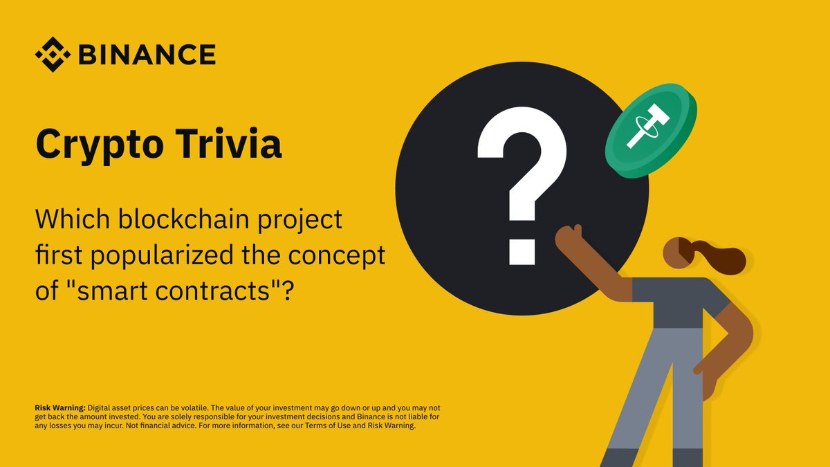 Crypto Trivia Weekly Contest 📚

To enter:
🔸 Repost
🔸 Follow <a href="/BinancePk/">Binance Pakistan 🇵🇰</a>
🔸 Comment on the blockchain project that first popularized 'smart contracts'.

Each of the three winners will receive $30.