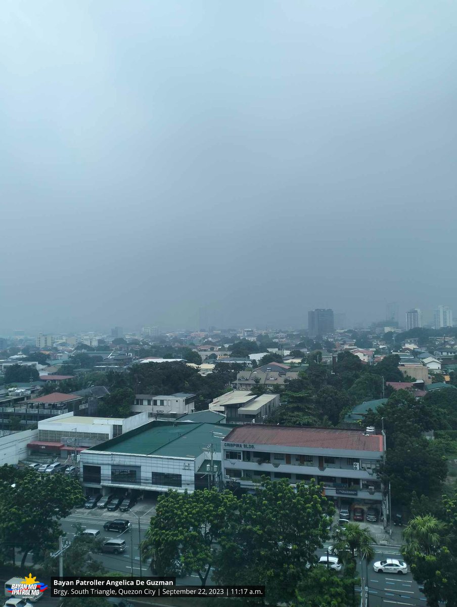 bayanmo's tweet image. Malabo ang kalangitan sa Brgy. South Triangle at Commonwealth Avenue sa Quezon City ngayong araw, Setyembre 22, dahil sa haze.

Basahin ang kaugnay na ulat: news.abs-cbn.com/news/09/22/23/…

#QuezonCity 
#MetroManila 
#Haze