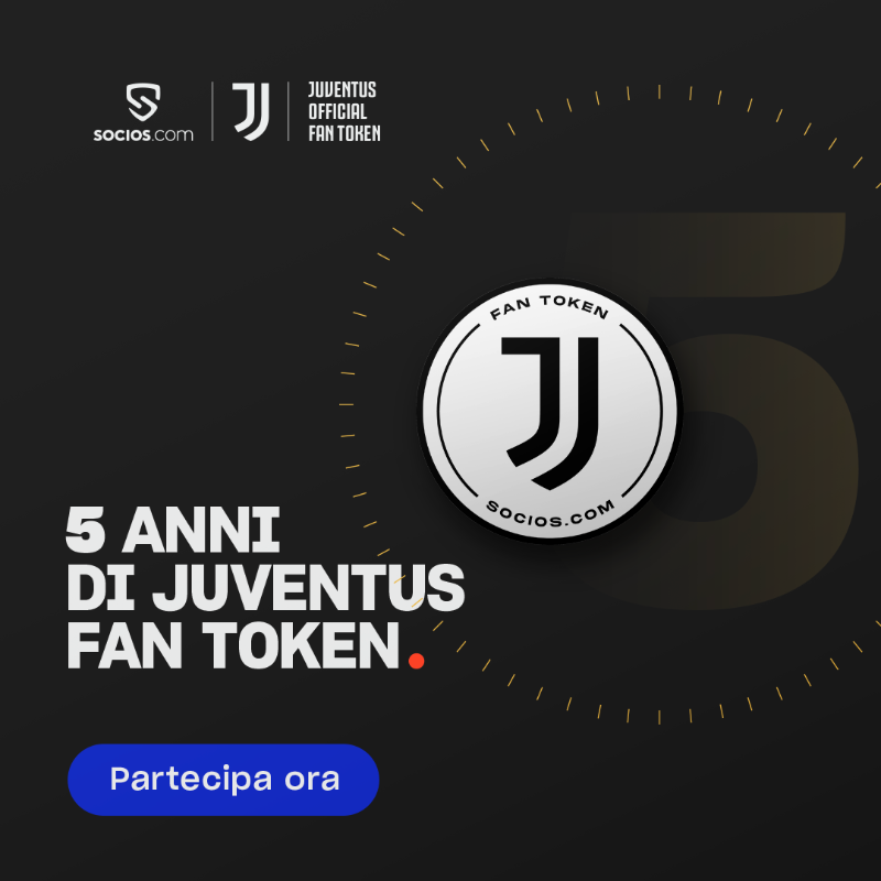 SociosItalia's tweet photo. 5 anni di @juventusfc Fan Token  ⚪️⚫️

È solo l'inizio, la nostra storia insieme continua: partecipa sull'app, trova tutti i rewards &amp; potresti vincere 2 biglietti Skybox ✨

#RewardYourPassion