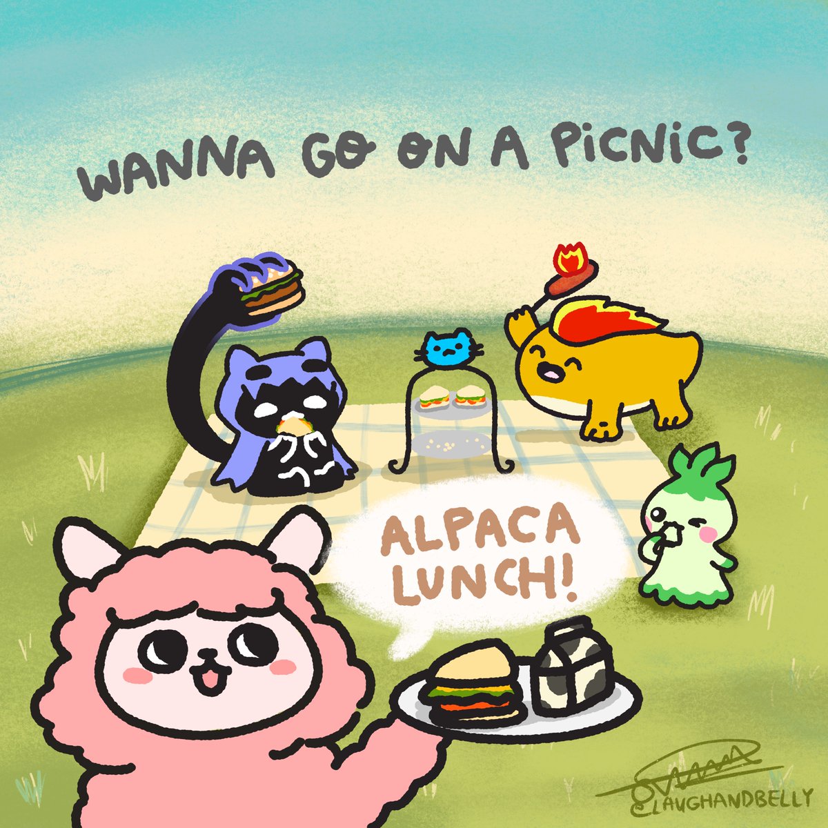 helloooooo worldddd
#SideKXArtContest <a href="/coolcats/">Cool Cats</a> 

wanna go on a picnic?
alpaca lunch!!!

i'm a pro sandwich maker 😍🥪
