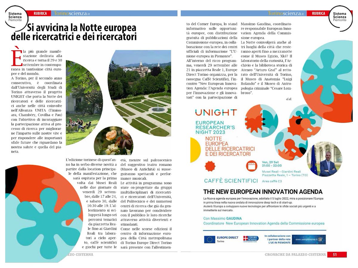 ToScienza's tweet photo. Su #Cronache di @CittaMetroTO nella rubrica dedicata alla #scienza e al #sistemascienzapiemonte parliamo della Notte Europea delle Ricercatrici e dei Ricercatori #UNIGHT @unito @PoliTOnews @UMontium @EuropeDirectTO https://t.co/BRDtFGOvjO