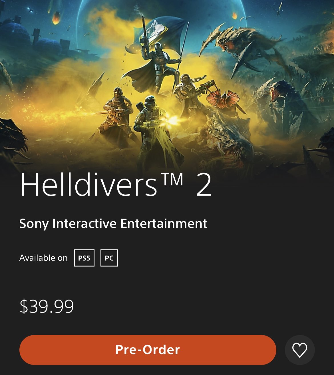 Hunter 🎮 on X: Helldivers 2 pre-orders are live on PlayStation Store and  Steam Game is just $39.99 Super Citizen Edition is $59.99 PS Store:   Steam:    / X