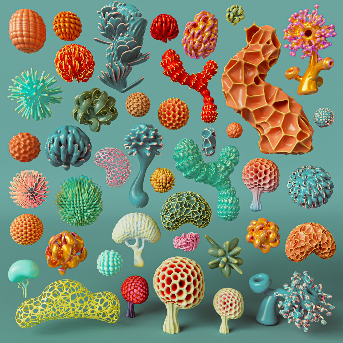 When you make too many 3d bits for a job and they don't get used, put them all together to make their own image😁 #coverart #coverlove #cgi #cinema4d #maxon #c4d #texture #illustration #cgi #cgiartist #3dmodeling #3dillustration