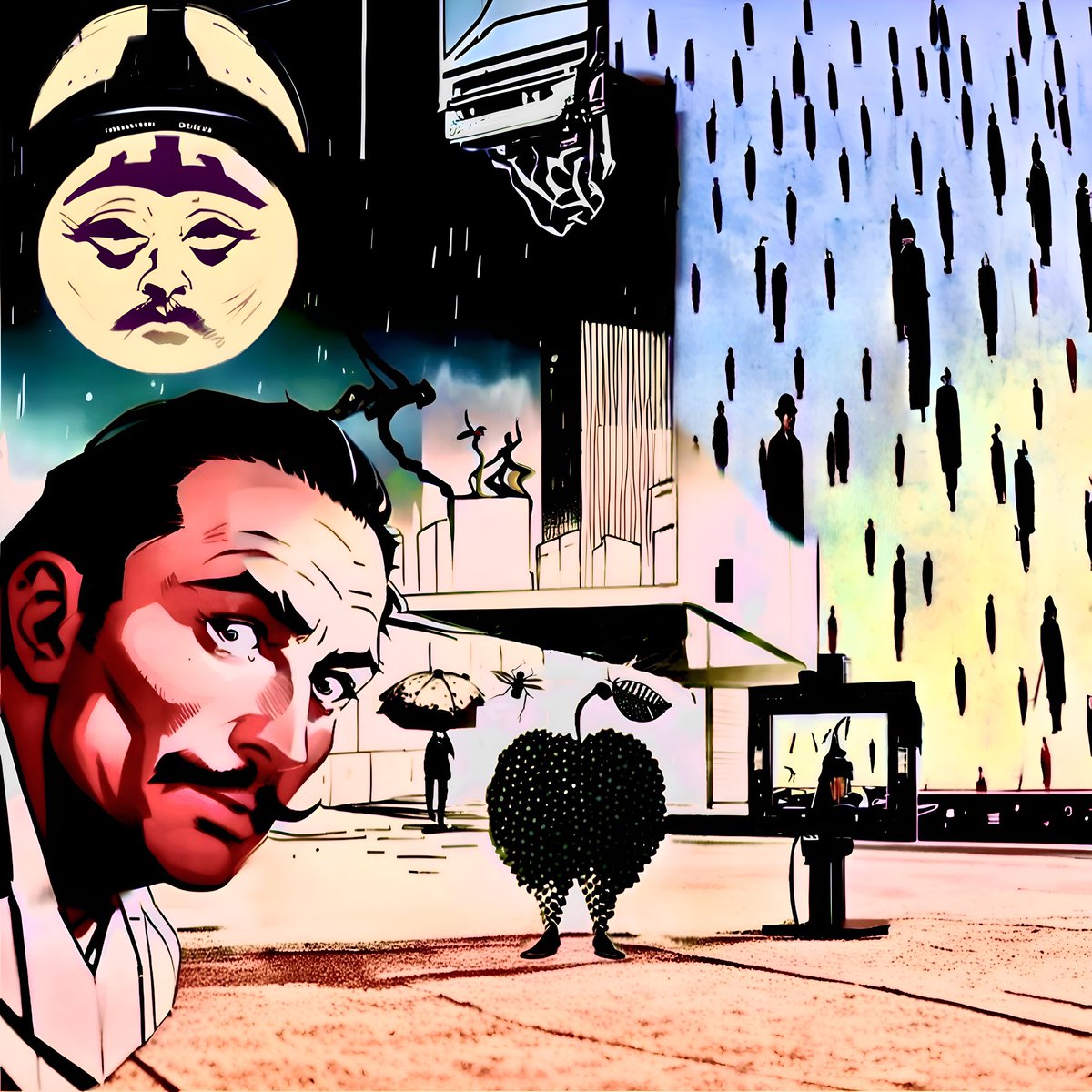 PockrusPage's tweet photo. Something new from me

‘The Surrealist Detective’ 

It was reading comic books as a kid that got me into art. This is my homage to #surrealism, Rene Magritte, Dali, Max Ernst etc.

#popart #art #kunst #design #fineart #NFT #aiart #digitalart #DigitalArtist
#comicbookart #comic https://t.co/6R38OViPh8