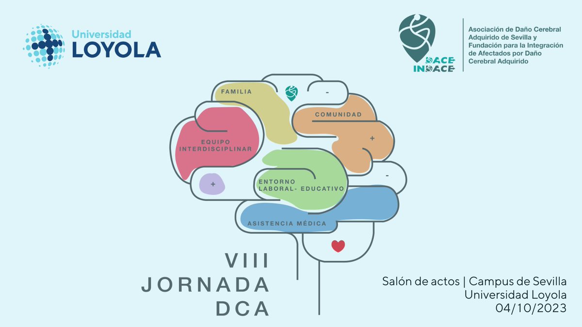 ➡️ VIII Jornada Daño Cerebral Adquirido organizada por #ULoyola @DACE_INDACE #FundaciónINDACE. 
📅 4 de octubre 2023. Campus Loyola Sevilla.  Inscripción e información eventos.uloyola.es/103323/detail/…