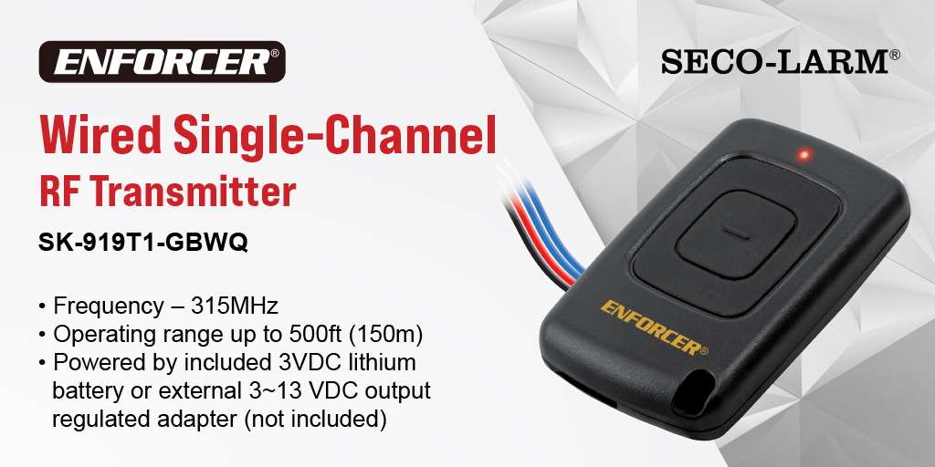 secolarm1's tweet photo. Make Any Device Wireless! ENFORCER RF Wired and Wireless Transmitters operate up to 1,800ft (550m), alongside multi-channel RF Receivers which offer 5 independently controlled output modes. Visit https://t.co/SNszXqV0G6 for more info. #ENFORCER #SECO-LARM #rfwireless https://t.co/ylfUKn98Vp
