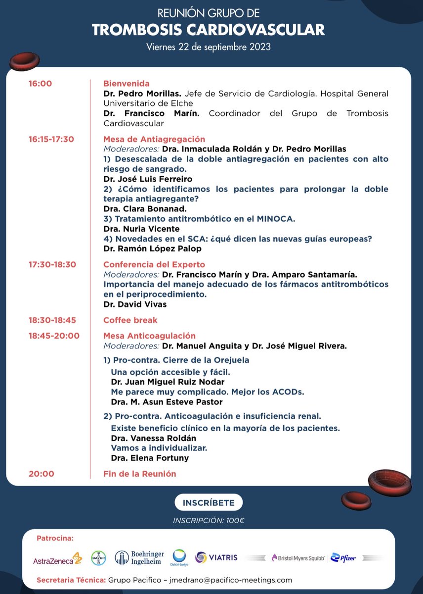 <a href="/RBDelburgo/">ReginaBlanco</a> <a href="/clinica_sec/">Asociación Cardiología Clínica SEC</a> <a href="/JRTeam13/">JR Team</a> <a href="/GTrombosis/">GTrombosisCVSEC</a> <a href="/secardiologia/">Soc Esp Cardiología</a> <a href="/incliva_iis/">INCLIVA</a> @CIBER_CV <a href="/GVAclinic/">Hospital Clínic de València</a> Grupo de Trombosis Cardiovascular: un hito y una tradición, siempre en constante R-evolución!!!!!