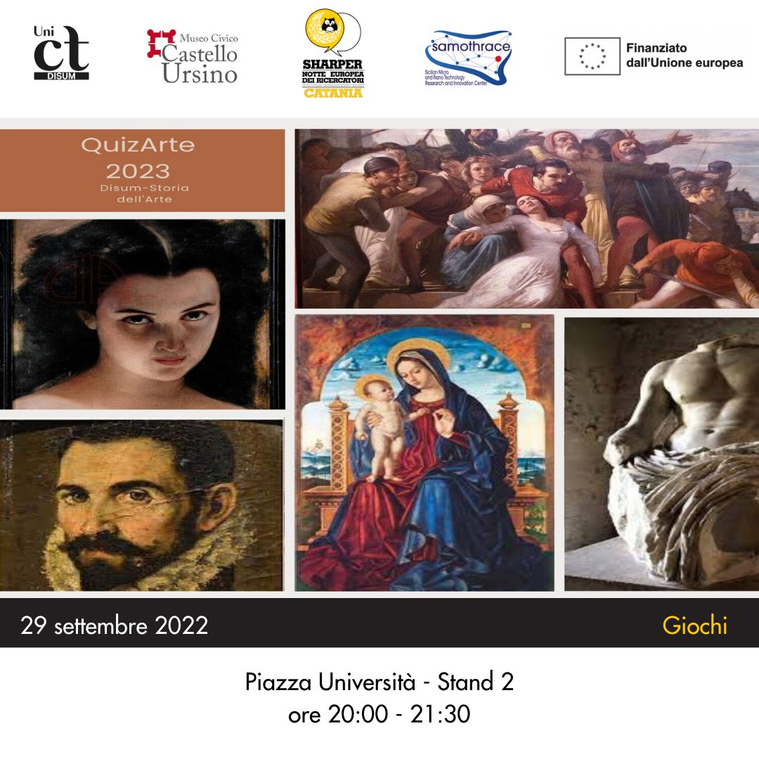 Conosci il Museo civico Castello Ursino di Catania? Partecipa al nostro quiz sugli oggetti d’arte del museo e lo scoprirai: i premi <a href="/sharpernight/">SHARPER Night</a> ti aspettano!

Programma: bit.ly/SharperDisum23

#sharpernight #ERN2023 #MSCAnight #ERNitaly #MSCAction #HorizonEurope

<a href="/Unict_it/">Unict</a>