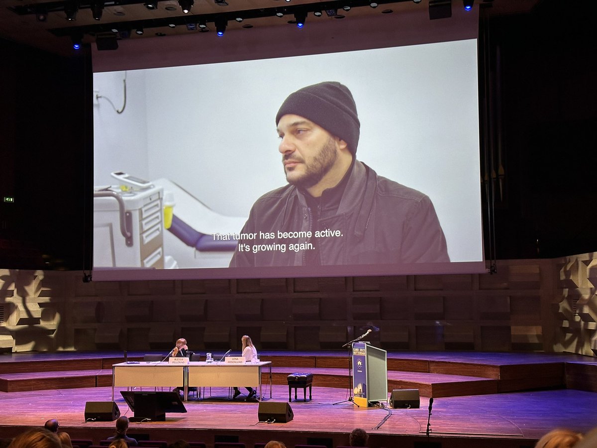 Very special & deeply touching moment at #EANO2023 - presentation of Arash Tagarian‘s short movie “PathétiQue“, sharing his perspectives as young father with #braintumor recurrence. Reminding #clinicians & #researchers of how meaningful our work is @EANOassociation #btsm