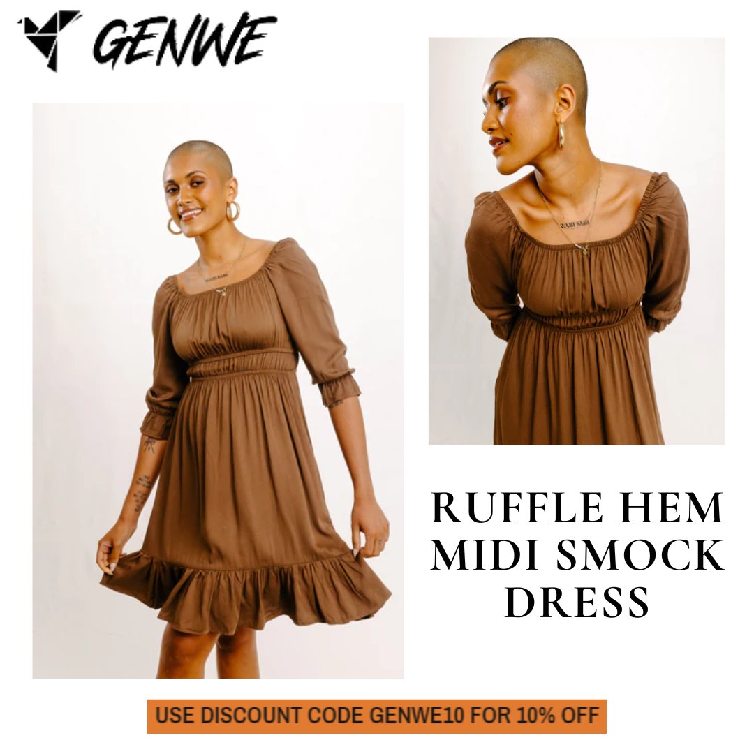 Embrace our Ruffle Hem Midi Smock Dress for £26.00! 💃 Made from 100% cotton, mid-length sleeves and a charming square neck. Perfect for any occasion. 

Get yours now! bit.ly/45Xyf0F

#genwe #genwecommunity #FashionFinds #MidiDress #CottonFashion #ElegantStyle #rufflehem