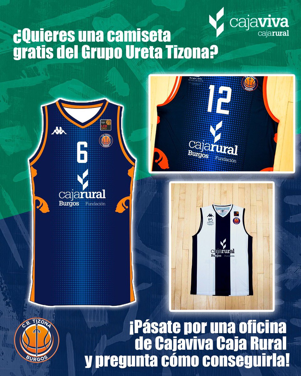¿Quieres conseguir gratis la camiseta del <a href="/Grupo_Ureta/">Grupo Ureta</a> Tizona? 🎽🗡️

Acércate a cualquier oficina de <a href="/CajavivaCRural/">CajavivaCajaRural</a> y pregunta cómo conseguirla 🤔

#SomosTizona #Since1989