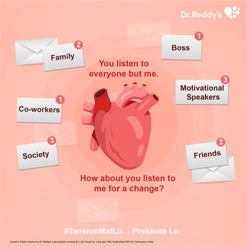 drreddys's tweet photo. We owe it to our heart to listen to it, prioritise its needs, and keep it healthy.
Want to listen to its unfiltered voice?
Stay tuned.
#TensionMatLo… Pressure check kar lo! #GoodHealthCantWait #WeAreDrReddys https://t.co/xA95xeY2yB