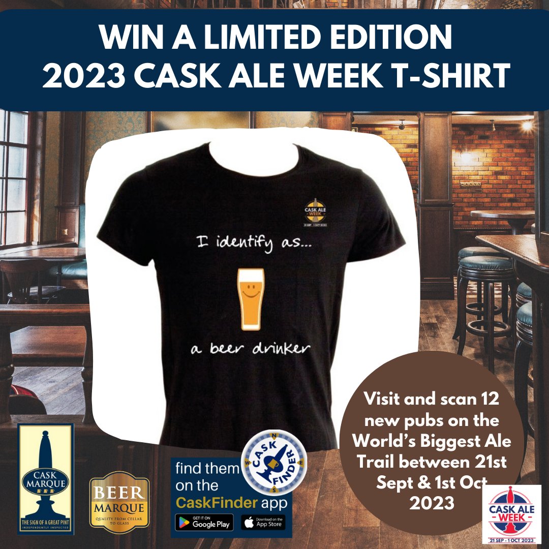 CaskFinder's tweet photo. Thank you to all who voted for this year's @caskaleweek  t-shirt design!

👕T-shirt A was the firm WINNER 👕

To WIN a limited edition #CaskAleWeek t-shirt, simply visit and scan 12 new @caskmarque  pubs on the World's Biggest Ale Trail between 21st Sept &amp; 1st Oct.

Good luck! https://t.co/ixsCH8h3Vq