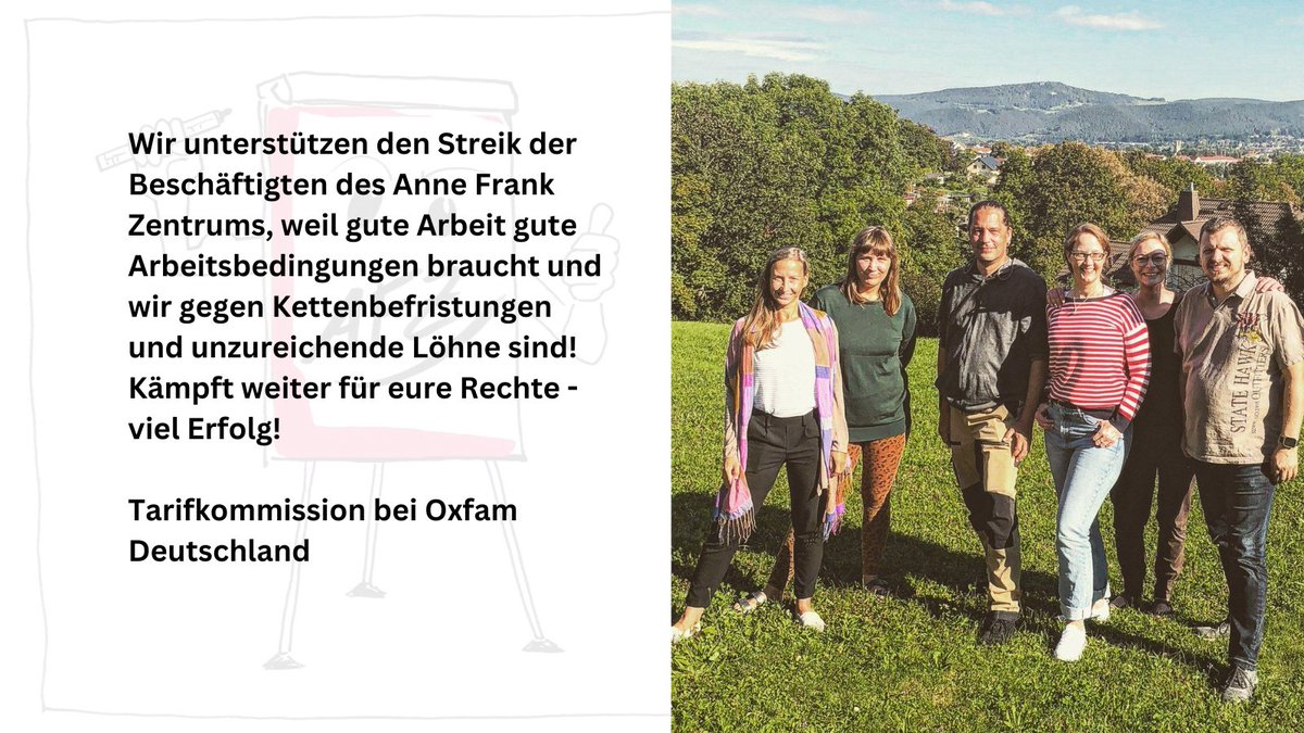 Wir ❤️ Tarifverträge!
Und freuen uns deswegen umso mehr, dass auch bei <a href="/Oxfam_DE/">Oxfam Deutschland</a> <a href="/_verdi/">Ver.piss.di</a>-Tarifverhandlungen laufen. ❤️‍🔥
Liebe Kolleg*innen - vielen Dank für eure Soli-Botschaft zu unserem Streik ⚡️und auch Euch viel, viel Erfolg und Kraft für die Verhandlungen! 👇