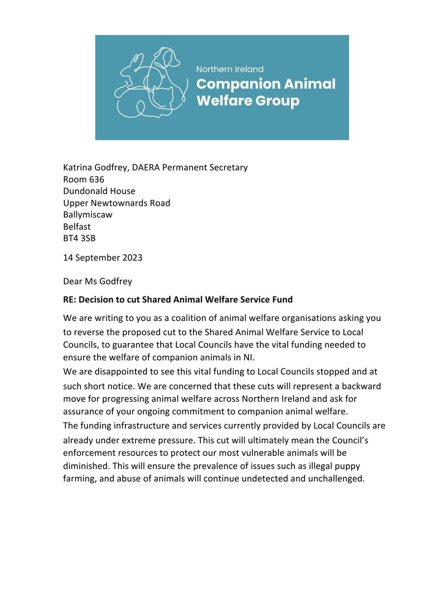Northern Ireland Companion Animal Welfare Group tweet media