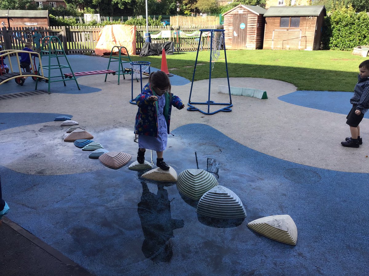 STMschCoventry's tweet photo. We are finding ways to avoid the puddles and practise our balancing skills in Reception this morning https://t.co/AKL24gmwV4