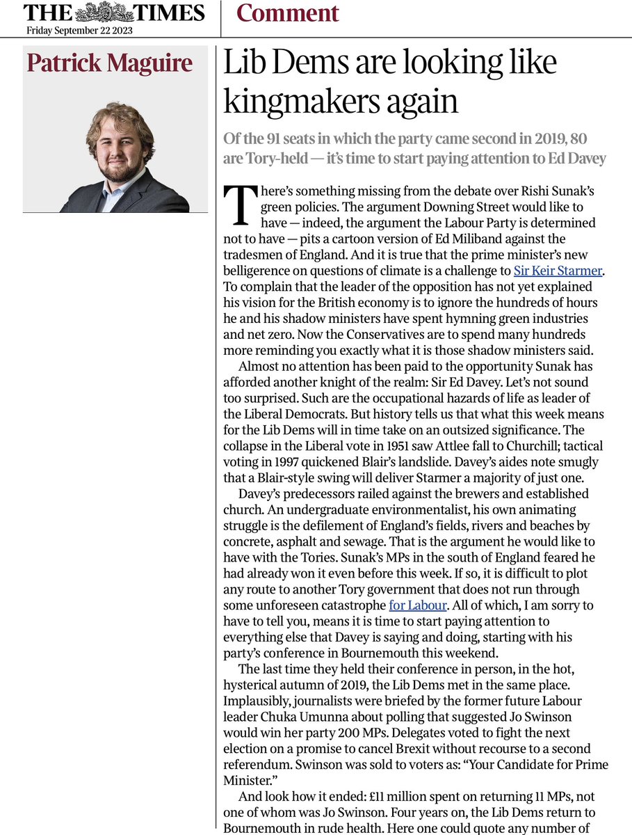 LordRennard's tweet photo. Excellent (and well briefed!) article on the next election and the @LibDems at the start of @LibDemConf by @patrickkmaguire in @thetimes today 👇👇👇 https://t.co/bxpxA8nhvr