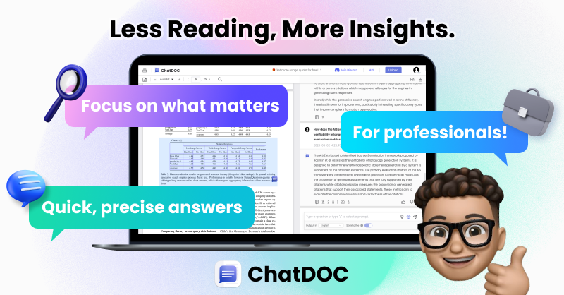 chatdoc_ai's tweet photo. It's free! Learn, research, create reports 100x faster! Ask AI anything about your files (.pdf, .doc, scanned files), get instant answers with cited sources!