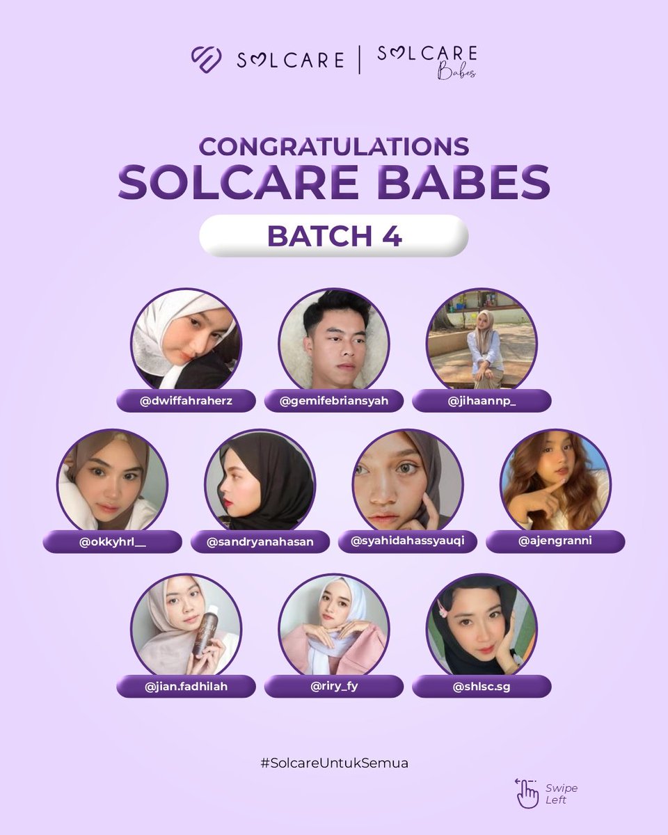 solcare_id's tweet photo. Welcome to the Family, Babes! 💜 
 
Selamat yaa buat kamu yang sudah terpilih menjadi Solcare Babes di Batch 4! 
Minsol seneng banget akhirnya member Solcare Babes bisa bertambah lagi di batch ini. Jangan lupa buat join challenge nya yaa 👀✨ https://t.co/588LqXUs9p