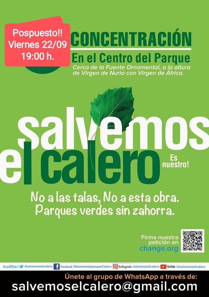 FRAVM's tweet photo. 🌳 Esta tarde acércate al #ParqueCalero y participa en la concentración para exigir #NoALaTala y el fin de la zahorra en los parques de Madrid.
🗓️ Hoy viernes 22 a las 19h
📍Parque Calero (Cerca de la Fuente Ornamental, a la altura de Virgen de Nuria con Virgen de África) https://t.co/SNhQCKRZRO
