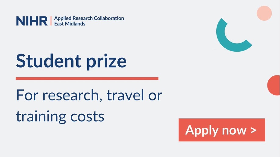 📢 @ARC_EM’s student prize is now open for applications! 🏆 Win up to £500 for research/travel/training costs 🏆 Available to PhD/MD students based in the East Midlands 🏆 If funded by or supervisor linked to @ARC_EM Find out more here: bit.ly/3Pun4FJ