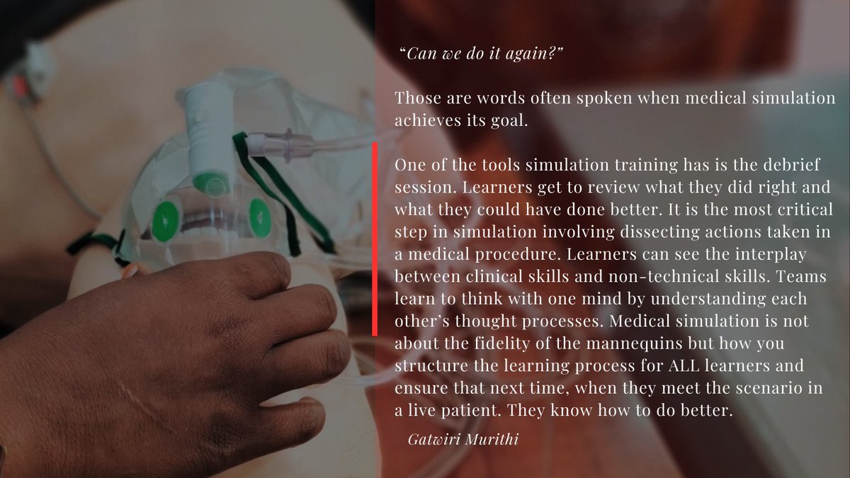 Gatwiri ๐ฐ๐ช (@m_twiri) on Twitter photo #MedicalSimulation isn't about fancy mannequins. It's about how you use even the most basic equipment to create an immersive learning experience that fosters critical thinking, crisis resource management and teamwork.
<a href="/HcSimWeek/">Healthcare Simulation Week 2024</a>
<a href="/afrisimnetwork/">African Simulation Network</a>
#hcsimweek
#patientsafety #MedicalSimulation isn't about fancy mannequins. It's about how you use even the most basic equipment to create an immersive learning experience that fosters critical thinking, crisis resource management and teamwork.
<a href="/HcSimWeek/">Healthcare Simulation Week 2024</a>
<a href="/afrisimnetwork/">African Simulation Network</a>
#hcsimweek
#patientsafety