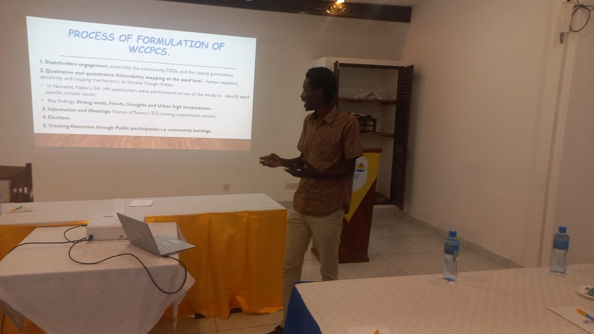 Wanavijiji_sdi's tweet photo. Today marks the final day of our ongoing meeting with the Nairobi County Department of Environment. @Wanavijiji_sdi Youth officer Stanley Mburu, is presenting the process of forming ward climate change committees to the MCAs and the Department of Environment. He is illustrating this through a case scenario based on the process implemented in Nakuru County.

The Nairobi Climate Change Act is currently in the formulation process, making it crucial for us to share insights into how the formation of climate committees is undertaken.

During our meeting, we had the privilege of receiving presentations from various department heads, including the Waste Management Team, Open Spaces and Natural Resources Team, as well as the Environmental Compliance and Enforcement Team.
#InclusiveCities #MakingSlumsVisible