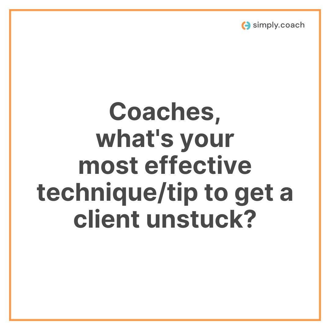 #KnowledgeSharingFridays 💡

We know from experience that every coach has a go-to technique for helping clients get unstuck. What’s yours? Tell us in the comments👇

#SimplyCoach #CoachingTip #LifeCoaching #LeadershipCoaching #MindsetCoaching #FinanceCoaching
