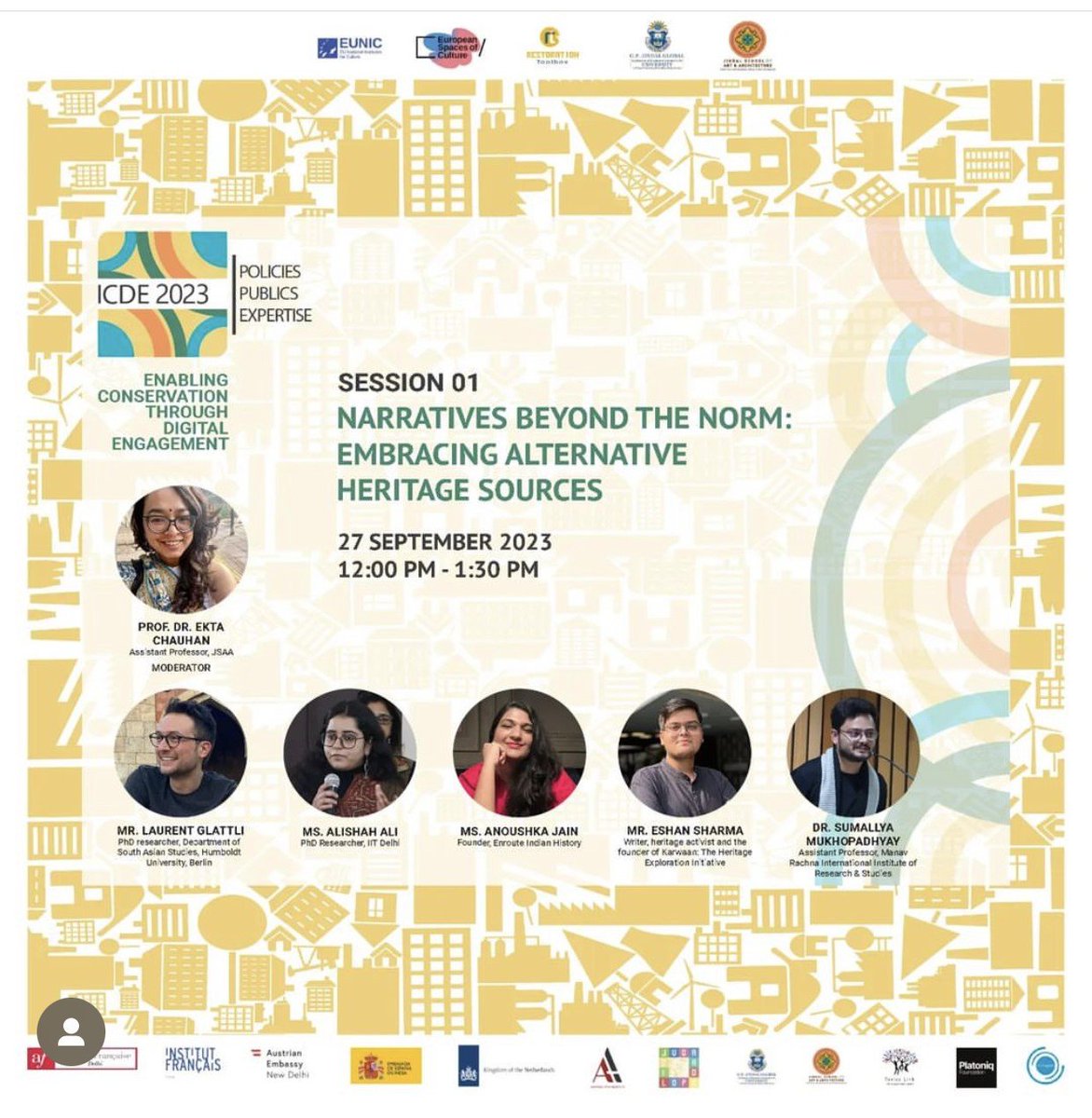 ekta2993's tweet photo. Thrilled to be hosting this brilliant panel for #ICDE2023. We will be talking about the possibilities of alternative heritage narratives and practices. 

More updates and details on @jsaa_jgu https://t.co/fphv7wx9dT