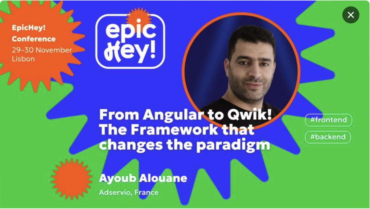 📣 Excited to present a lightning talk on 'From Angular to Qwik! The Framework that changes the paradigm' at the @epicheyconf conference. Dive deep into the evolution of web apps, and discover Qwik's game-changing 'Resumability'. Passionate about performance, I advocate for…