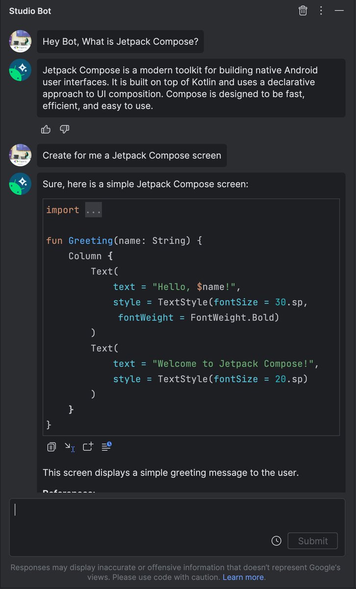 QamarSafadi's tweet image. Android Bot is now working for over 170 countries 😁🥳! 
android-developers.googleblog.com/2023/09/studio…
#AndroidDev #AndroidBot #androidspotlight #AndroidStudio #ai #chatGpt
