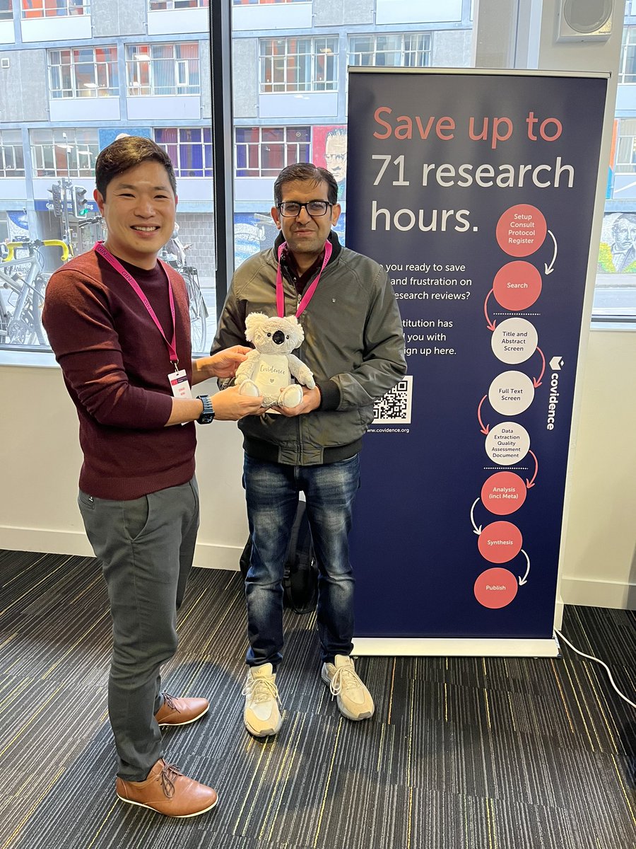 Covidence Koala Kevin has found his forever home in Glasgow with <a href="/dikshyantarana/">dikshyantarana</a>. Thank you to Nishant her colleague in collecting Kevin to getting him home. Another thank you to #GIN2023Glasgow for having us! #covidence #systematicreviews  <a href="/magsvanderesch/">mags vanderesch</a>