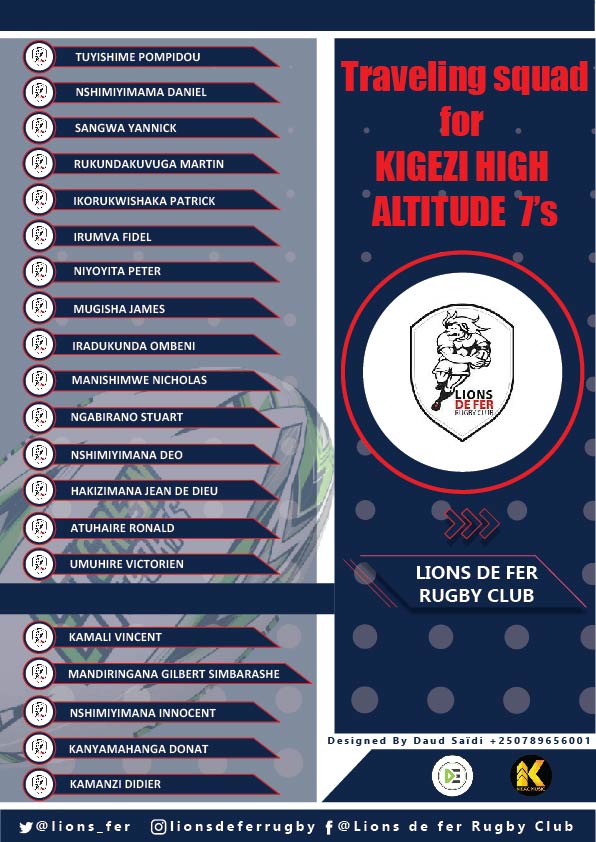 Lions de Fer Rugby Club (@lions_fer) on Twitter photo Our traveling squad for the Kigezi High Altitude 7 in Uganda. Good luck Guy <a href="/Rwanda_Sports/">Ministry of Sports|Rwanda</a> <a href="/RwandanRugby/">FriendsRwandanRugby</a> <a href="/NewTimesRwanda/">The New Times (Rwanda)</a> Our traveling squad for the Kigezi High Altitude 7 in Uganda. Good luck Guy <a href="/Rwanda_Sports/">Ministry of Sports|Rwanda</a> <a href="/RwandanRugby/">FriendsRwandanRugby</a> <a href="/NewTimesRwanda/">The New Times (Rwanda)</a>