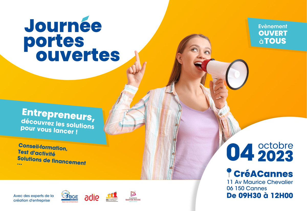 Vous êtes prêt à faire décoller votre projet entrepreneurial vers de nouveaux sommets ? 🚀

Rejoignez nous à la 𝐉𝐨𝐮𝐫𝐧𝐞́𝐞 𝐏𝐨𝐫𝐭𝐞𝐬 𝐎𝐮𝐯𝐞𝐫𝐭𝐞𝐬 avec des experts de l'#entrepreneuriat 𝐚̀ 𝐂𝐚𝐧𝐧𝐞𝐬 𝐥𝐞 𝟒 𝐨𝐜𝐭𝐨𝐛𝐫𝐞 𝟐𝟎𝟐𝟑 

👉urlz.fr/nI0Q