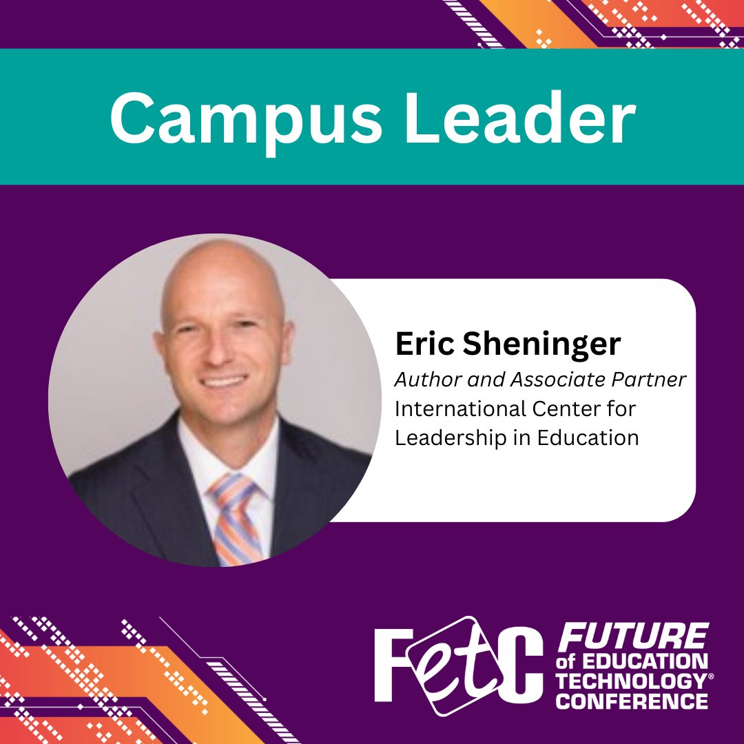 #FollowFriday
#FETC Featured Speaker: <a href="/E_Sheninger/">Eric Sheninger</a> 
Author, Practitioner, Award-winning Principal.
Eric works with schools throughout the world, helping educators meet &amp; exceed their potential to improve outcomes for learners. He is the founder and CEO of Aspire Change EDU. As